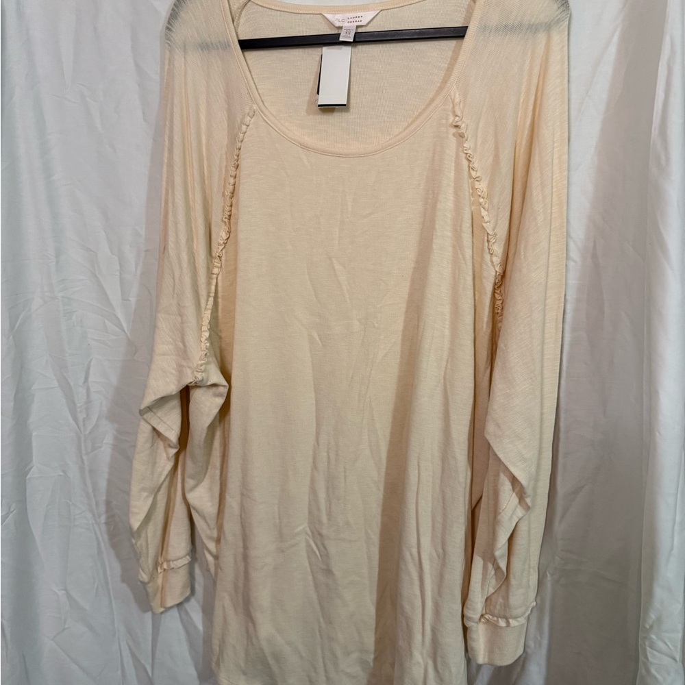 LC Lauren Conrad Soft Beige Long Sleeve Tee